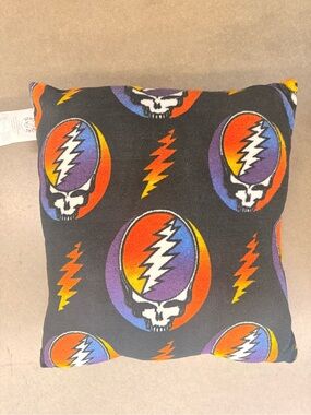 Black Multicolor Grateful Dead Lightning Skull Cotton Accent Pillow
